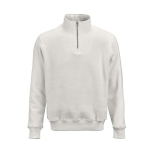 Sweatshirt unissexo em algodão orgânico com fecho 1/4 340g/m² Malibu cor branco vista frontal 