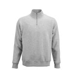 Sweatshirt unissexo em algodão orgânico com fecho 1/4 340g/m² Malibu cor cinzento mesclado vista frontal 