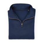 Sweatshirt unissexo em algodão orgânico com fecho 1/4 340g/m² Malibu cor azul-marinho segunda vista frontal 