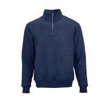 Sweatshirt unissexo em algodão orgânico com fecho 1/4 340g/m² Malibu cor azul-marinho vista frontal 