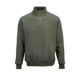 Sweatshirt unissexo em algodão orgânico com fecho 1/4 340g/m² Malibu cor verde militar vista frontal 