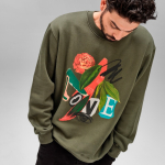 Sweatshirt unissexo em algodão orgânico com gola redonda 340 g/m² Nazaré cor verde militar