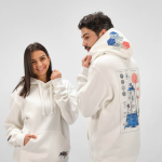 Sweatshirt unissexo com capuz em algodão orgânico 340g/m² Tulum cor branco