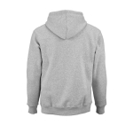Sweatshirt unissexo com capuz em algodão orgânico 340g/m² Tulum cor cinzento mesclado vista traseira 