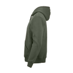 Sweatshirt unissexo com capuz em algodão orgânico 340g/m² Tulum cor verde militar terceira vista 