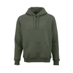 Sweatshirt unissexo com capuz em algodão orgânico 340g/m² Tulum cor verde militar vista frontal 