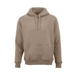 Sweatshirt unissexo com capuz em algodão orgânico 340g/m² Tulum cor castanho-claro vista frontal 