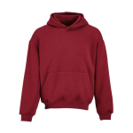 Sweatshirt capuz oversize 340 g/m² em algodão e poliéster reciclado Ericeira cor bordeaux vista frontal 