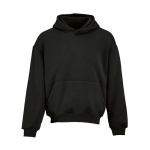 Sweatshirt capuz oversize 340 g/m² em algodão e poliéster reciclado Ericeira cor preto vista frontal 