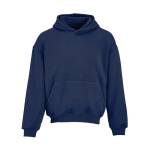 Sweatshirt capuz oversize 340 g/m² em algodão e poliéster reciclado Ericeira cor azul-marinho vista frontal 