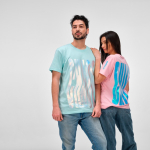 T-shirt unissexo em algodão orgânico corte regular 165g/m² Copacabana cor verde-claro terceira vista ambiente