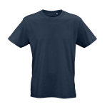 T-shirt unissexo em algodão orgânico corte regular 165g/m² Copacabana cor azul-marinho vista frontal 