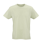 T-shirt unissexo em algodão orgânico corte regular 165g/m² Copacabana cor verde pastel vista frontal 