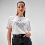 T-shirt de senhora em algodão orgânico ring-spun 165 g/m² Copacabana cor branco segunda vista ambiente