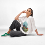 T-shirt unissexo em algodão orgânico, corte oversize 240 g/m² Paloma cor branco quinta vista 