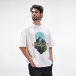 T-shirt unissexo em algodão orgânico, corte oversize 240 g/m² Paloma cor branco vista de ambiente 
