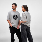 T-shirt unissexo em algodão orgânico, corte oversize 240 g/m² Paloma cor cinzento mesclado vista de ambiente 