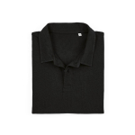 Polo unissexo de algodão orgânico de manga curta 160 g/m² Ipanema cor preto segunda vista frontal 