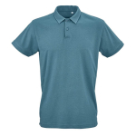 Polo unissexo de algodão orgânico de manga curta 160 g/m² Ipanema cor azul petróleo vista frontal 