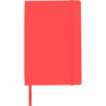 Caderno A5 em PU reciclado com fecho elástico e folhas pautadas cor vermelho primeira vista