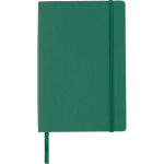 Caderno A5 em PU reciclado com fecho elástico e folhas pautadas cor verde primeira vista
