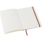 Caderno A5 em PU reciclado com fecho elástico e folhas pautadas quarta vista