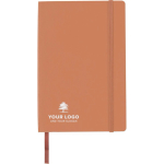 Caderno A5 em PU reciclado com fecho elástico e folhas pautadas sétima vista
