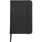 Caderno A5 em PU reciclado com fecho elástico e folhas em branco cor preto primeira vista