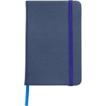 Caderno A5 em PU reciclado com fecho elástico e folhas em branco cor azul primeira vista