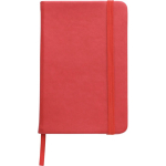 Caderno A5 em PU reciclado com fecho elástico e folhas em branco cor vermelho primeira vista