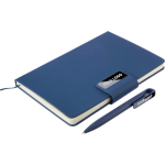 Conjunto A5 de caderno em pele sintética com caneta e folhas pautadas primeira vista