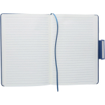 Conjunto A5 de caderno em pele sintética com caneta e folhas pautadas sexta vista