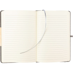 Caderno A5 em RPET e bambu com suporte para telemóvel, folhas pautadas sétima vista