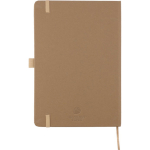 Caderno A5 com capa de cartão reciclado e folhas pautadas cor castanho primeira vista
