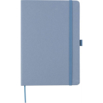 Caderno A5 com capa de cartão reciclado e folhas pautadas cor azul segunda vista