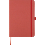 Caderno A5 com capa de cartão reciclado e folhas pautadas cor vermelho primeira vista