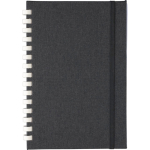 Caderno em plástico reciclado A5 com fecho elástico e folhas pautadas cor preto primeira vista