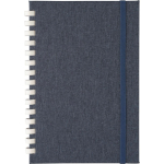 Caderno em plástico reciclado A5 com fecho elástico e folhas pautadas cor azul primeira vista