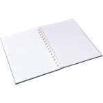 Caderno em plástico reciclado A5 com fecho elástico e folhas pautadas sexta vista