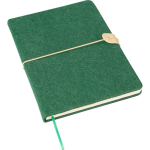 Caderno A5 em feltro reciclado com fecho em pele sintética e folhas pautadas segunda vista
