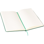 Caderno A5 em feltro reciclado com fecho em pele sintética e folhas pautadas quarta vista
