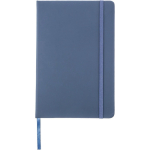Caderno A5 em pele sintética com fecho elástico e folhas quadriculadas cor azul primeira vista