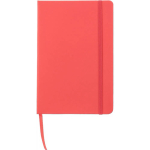 Caderno A5 em pele sintética com fecho elástico e folhas quadriculadas cor vermelho primeira vista