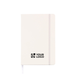 Caderno A5 em pele sintética com fecho elástico e folhas quadriculadas cor branco vista principal