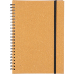 Caderno A5 em pele sintética reciclada com folhas pautadas cor castanho primeira vista