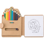 Conjunto de colorir em cartão com lápis de cor e desenhos infantis primeira vista
