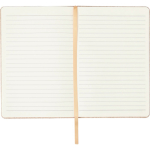 Caderno A5 em couro sintético com aspeto de cortiça e folhas pautadas cor castanho primeira vista