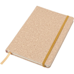Caderno A5 em couro sintético com aspeto de cortiça e folhas pautadas terceira vista