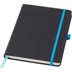 Caderno A5 em pele sintética reciclada com fecho elástico e folhas pautadas segunda vista