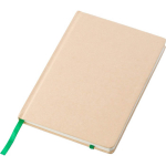 Caderno A5 em cartão reciclado com fecho elástico, folhas pautadas segunda vista